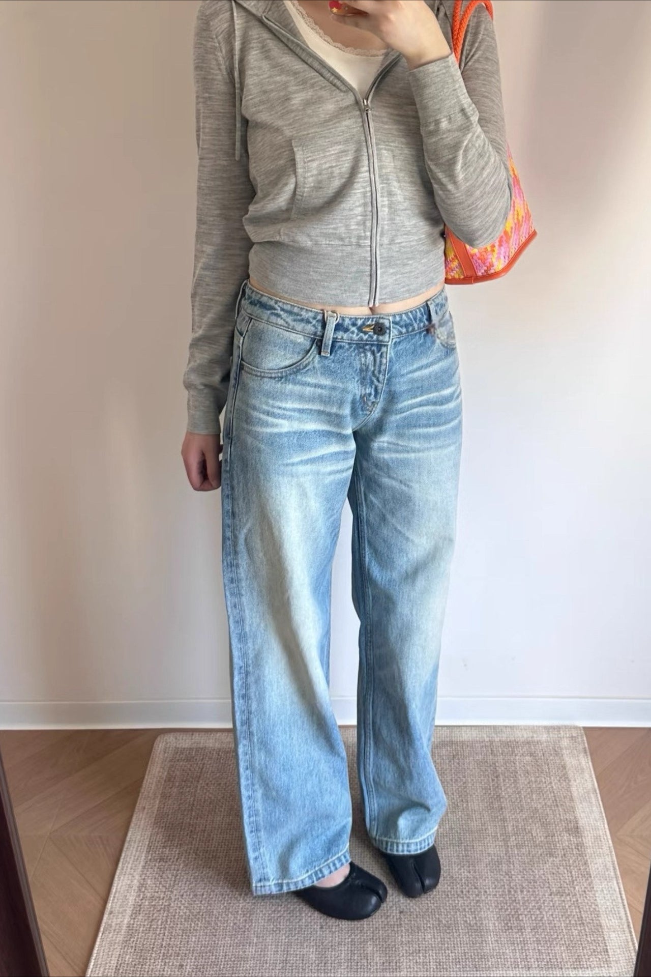 Vintage Washed Straight-Leg Denim Jeans