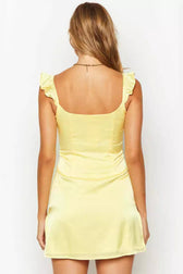 Solid Satin Ruffled Strap Sleeveless Mini Silk Dress 4