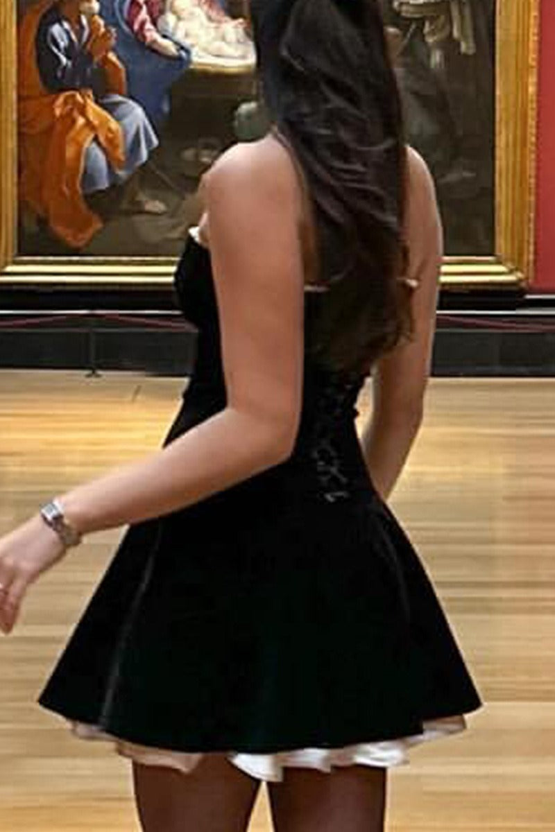 Velvet Bustier A-line Cocktail Dress - View 7