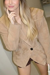 Street Style Belted Button Detail Blazer
