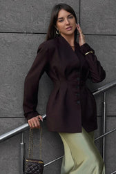 Single-Breasted V-Neck Waist Defined Blazer