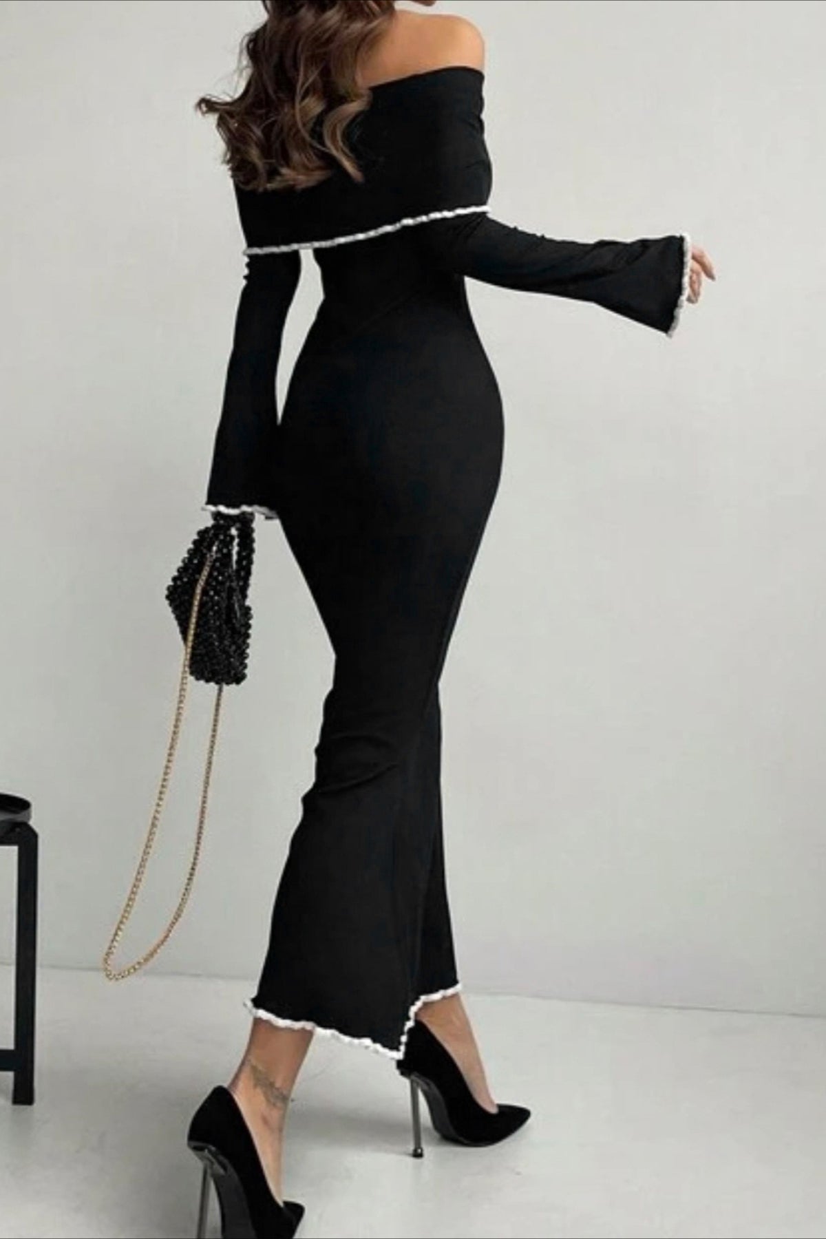 Off Shoulder Long Sleeve Sweater Dress