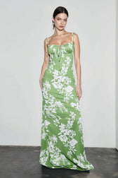 Floral Ruched Backless Tie Cami Mermaid Maxi Bodycon Dress
