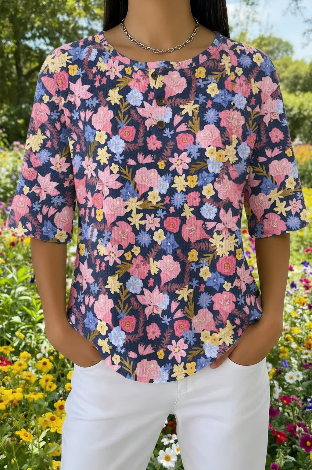 Womens Purple Floral Print Casual Shirt
