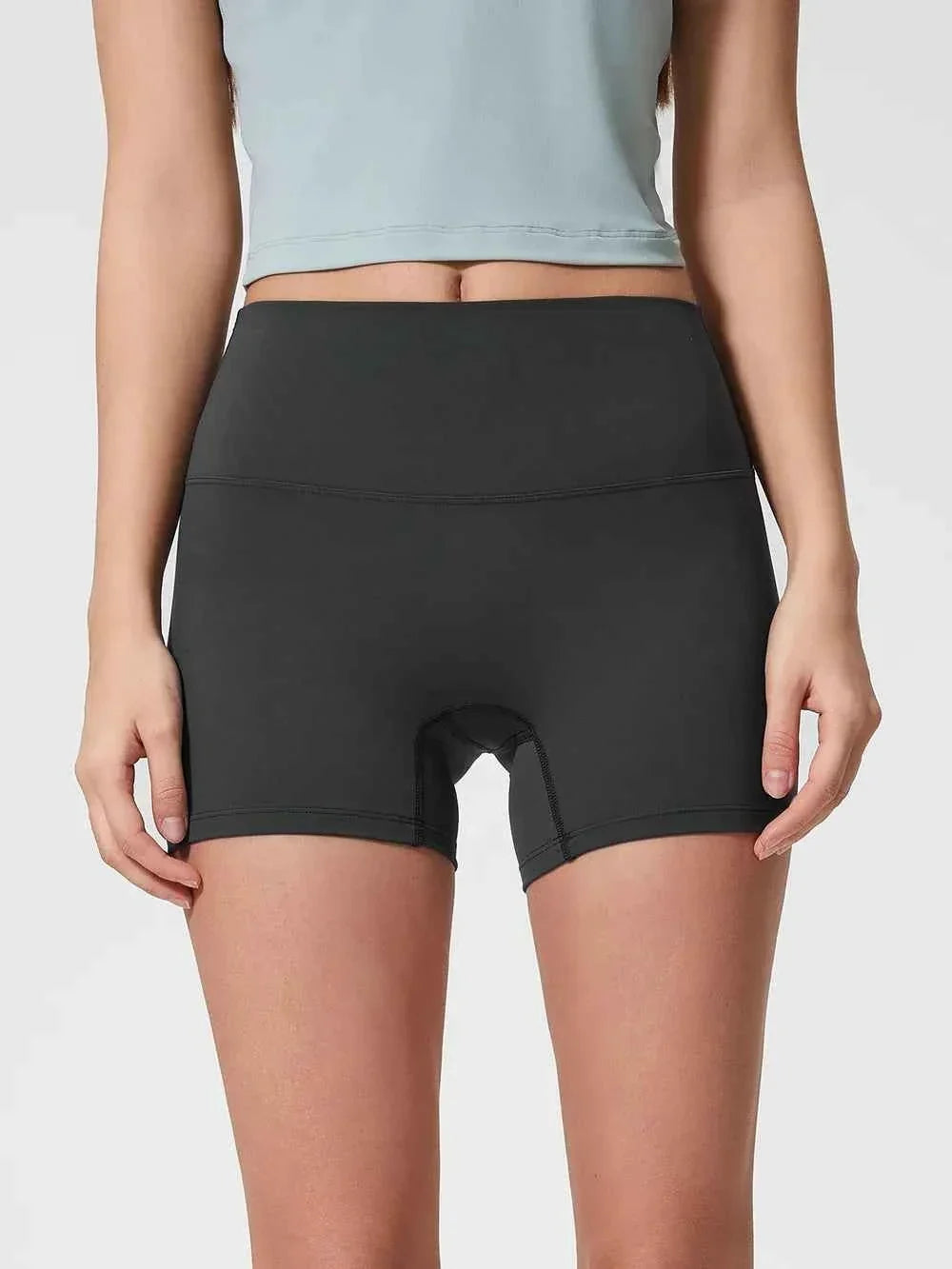 Wide Waistband High Waist Fitted Stretch Active Shorts 6