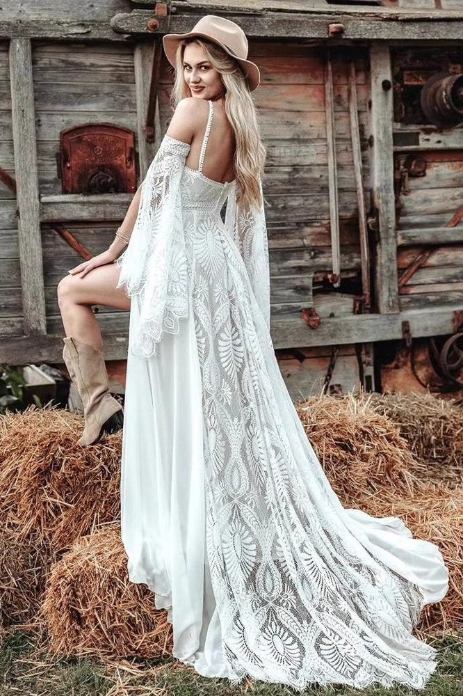 Bohemian Fit Flare Wedding Dress