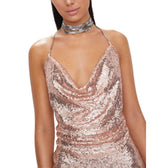 Self Love Metallic Mesh Crystal Straps Mini Dress 3