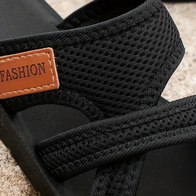 Mesh Cross Strap Open Toe Flat Slide Sandals