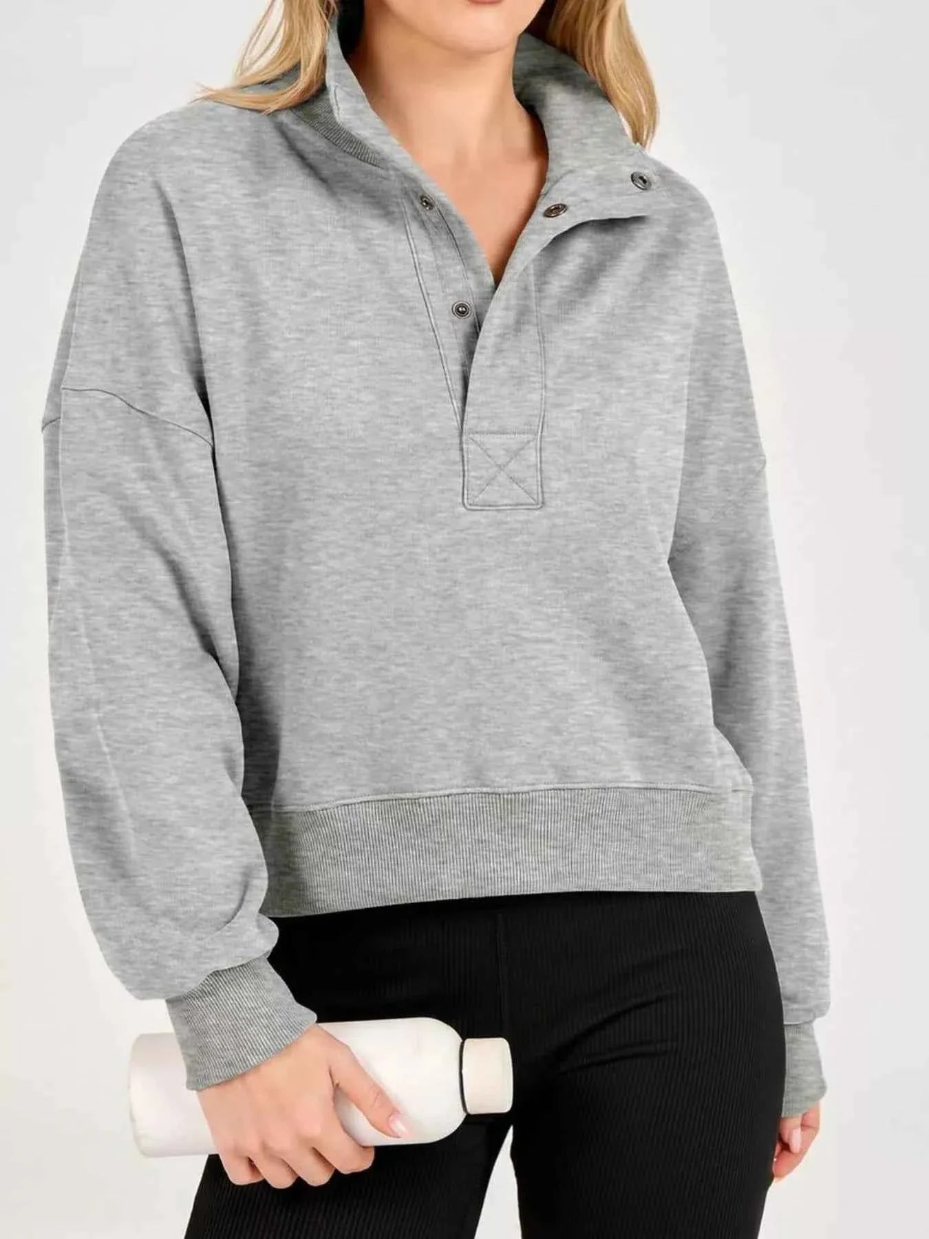 Half Snap Dropped Shoulder Sweatshirt