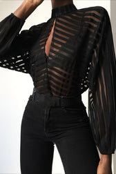 Striped Relaxed Fit Long Sleeve Chic Versatile Blouse