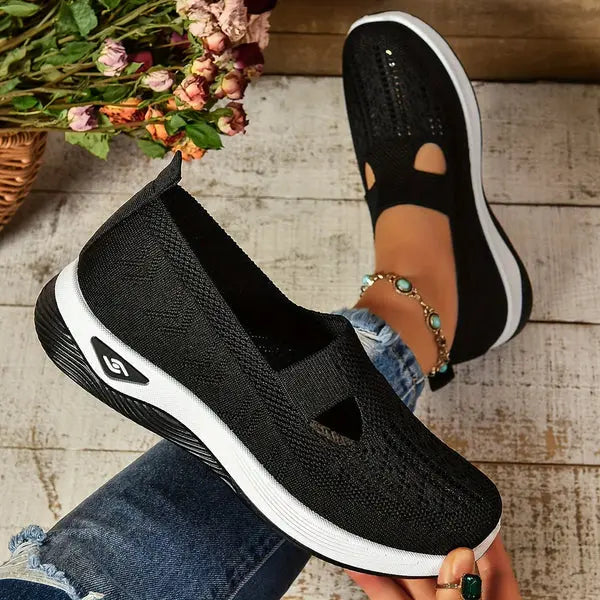 Mesh Knit Slip On Platform Sneakers