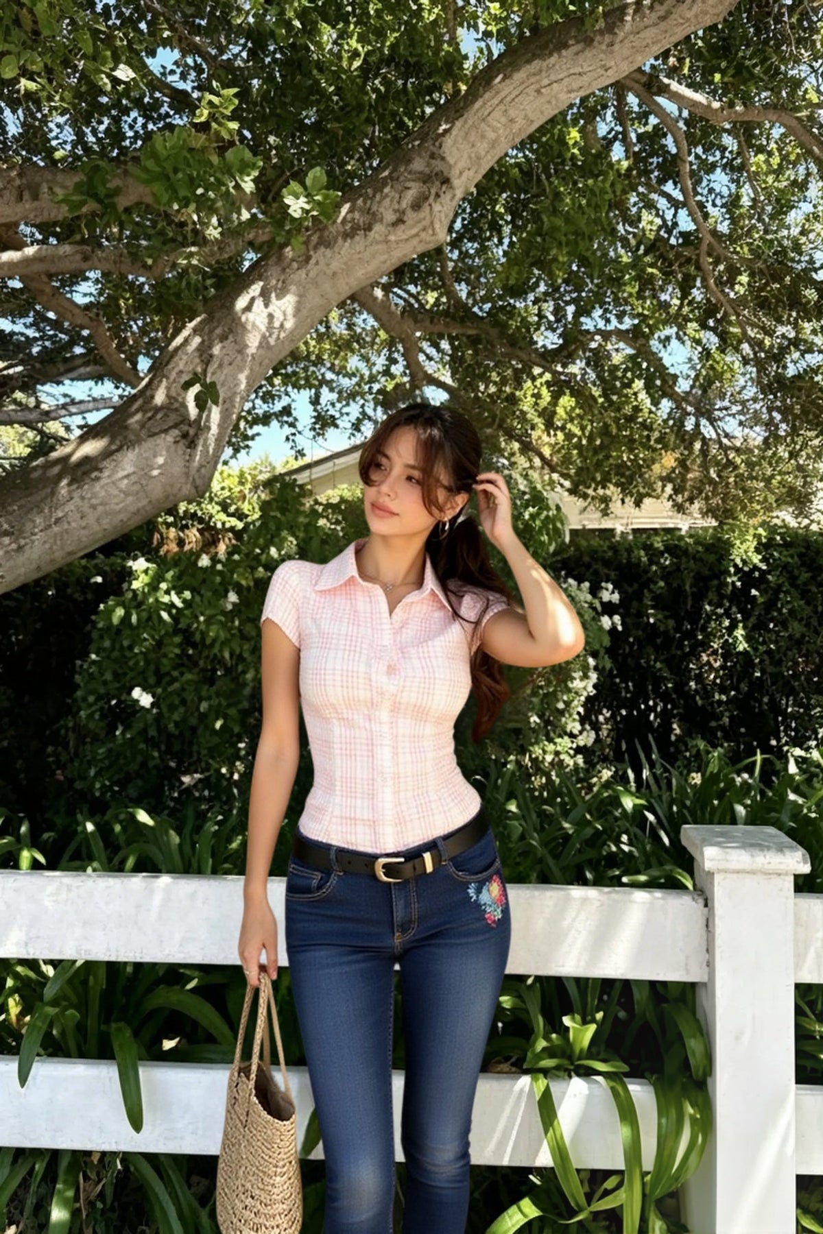 Plaid Collared Short Sleeve Button Front Fitted Shirt 2