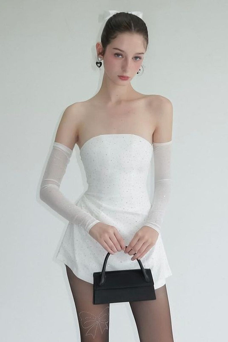 Stretch Shiny OffShoulder Birthday Dress