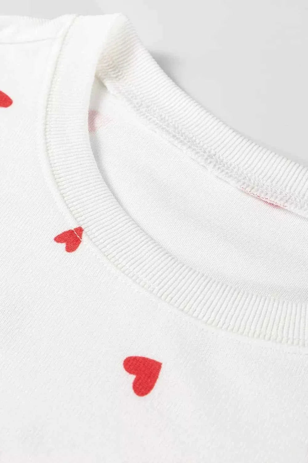 Hearts Printed Long Sleeve Top Drawstring Pants Lounge Set