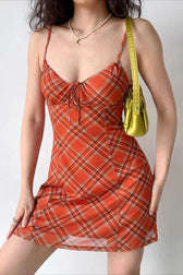 Checkered Corset Tank Mini Dress