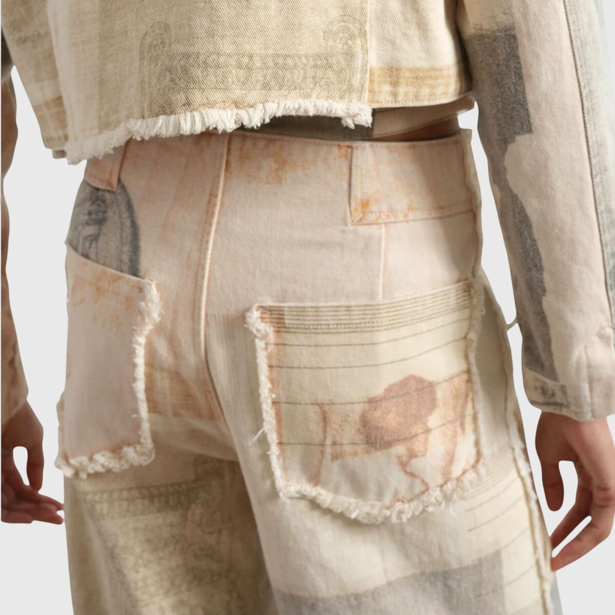 Photo Print Wide Leg Jeans