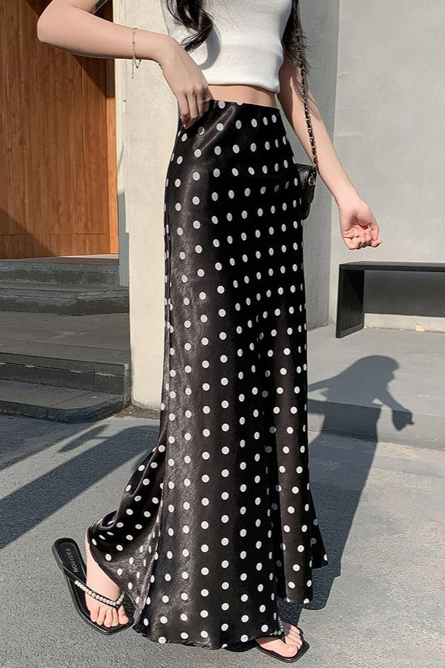 High-Waist Polka Dot Fish Tail Skirt