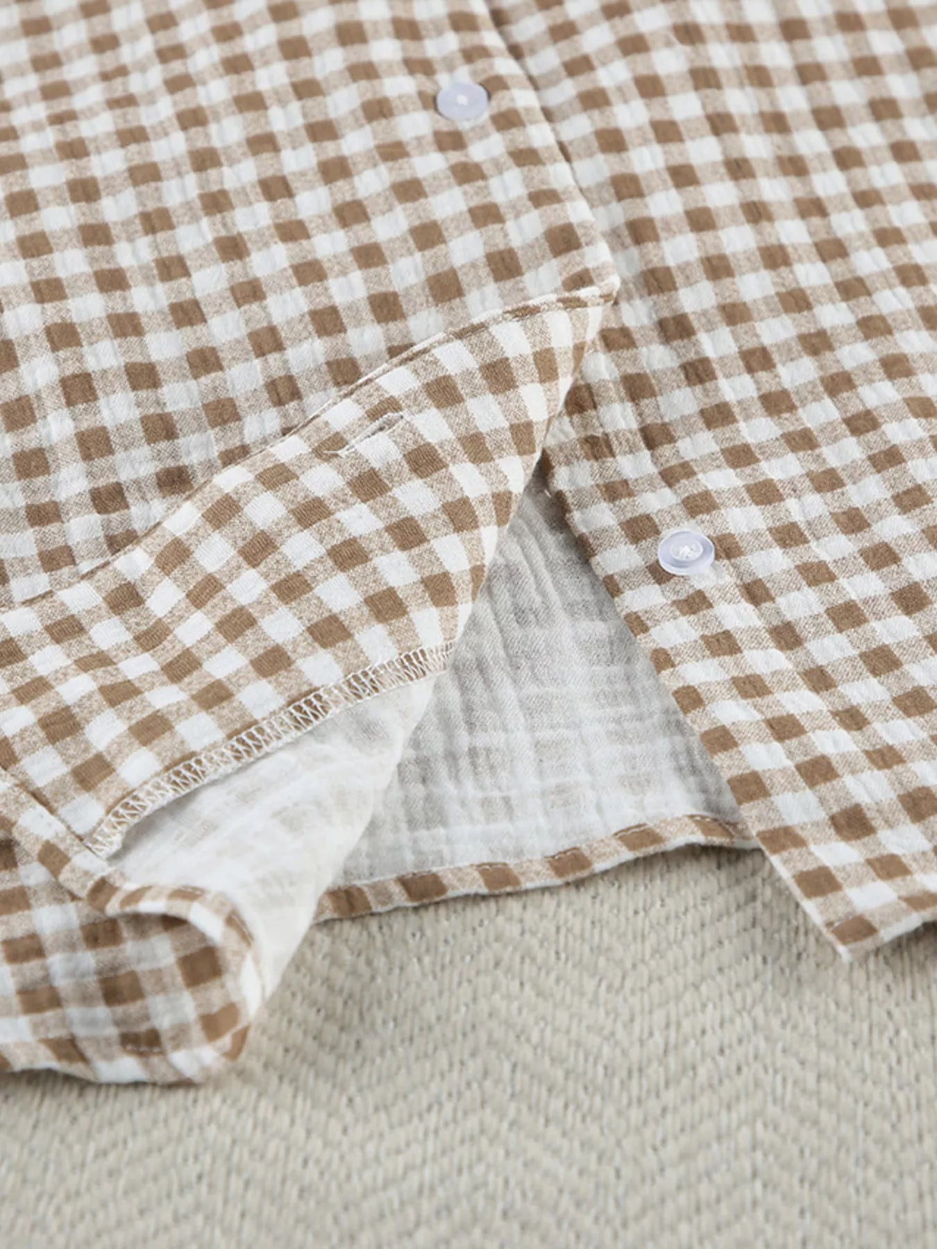 Gingham Ruffle-Trim Top and Pants Lounge Set