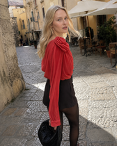 Chiffon Semi-sheer One Shoulder Asymmetrical Blouse