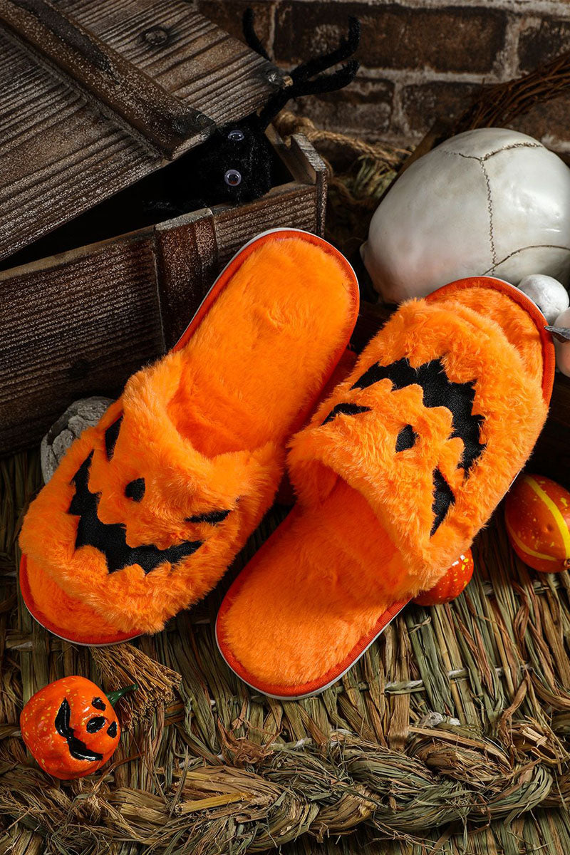 Halloween-themed Faux Fur Open Toe Slippers