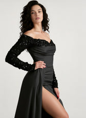 Long Sleeve Sequin Evening Gown Prom Dress