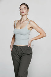 Sleeveless Strap Ribbed Causal Cropped Top Summer Solid O-neck Slim Fit Exposed Navel Mini Vest Crop Top