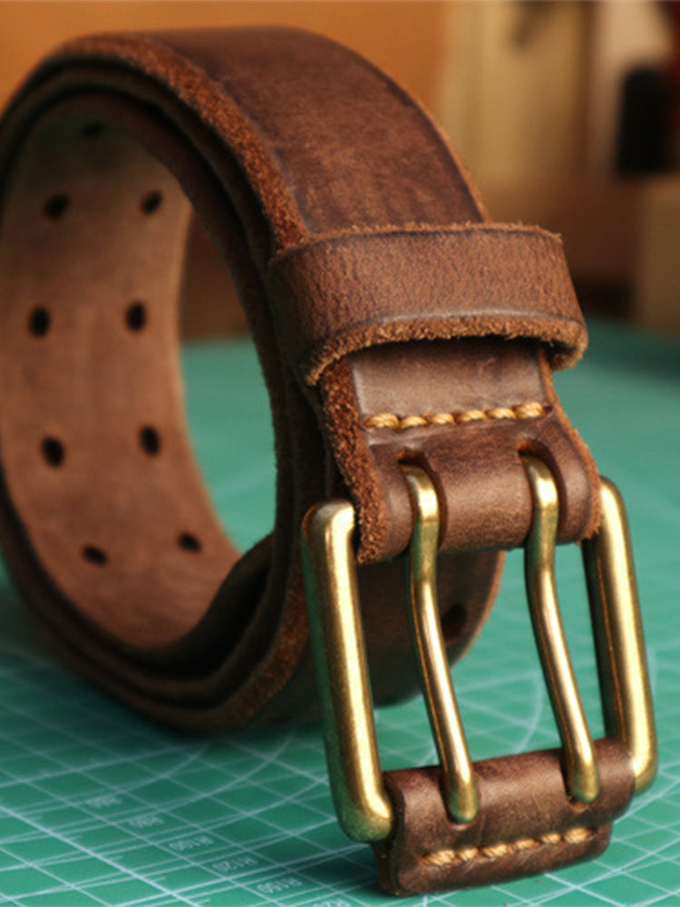 Double Needle Cowhide Vintage Belt