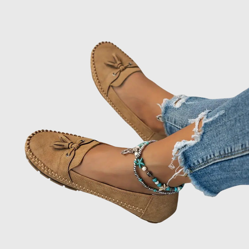 Round Toe Tassel Slip On Loafer Flats