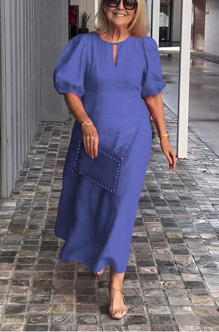 Frankie - Chic Bubble Sleeve Loose Dress Lavender Blue