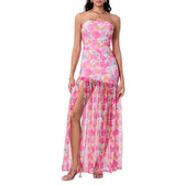 Strapless Mesh High Split Maxi Dress 8
