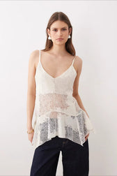 Lace Ruffle Asymmetrical Cami Top