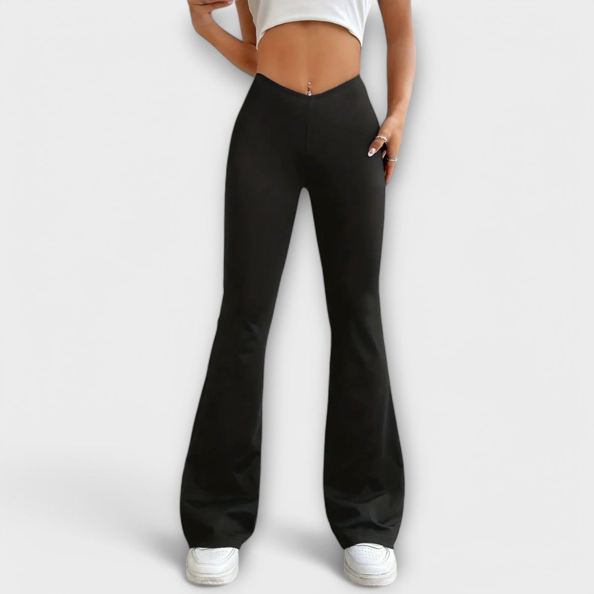 High Waist V Back Flare Pants