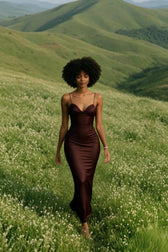 Draped Maxi Silk Dress
