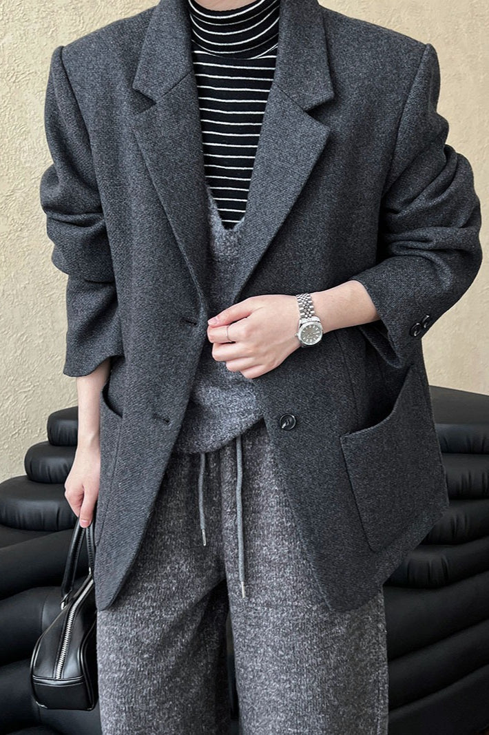 Wool Blend Relaxed Fit Blazer