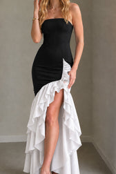 Strapless High Slit Backless Bodycon Slim Fit Elegant Prom Dress