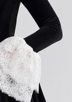 Velvet Lace Stitching Dress with Ruffled Detail 4