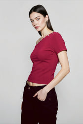 Off Shoulder Cinched T-shirts