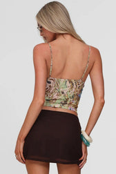 Lace Plunge Open Back Cami Top
