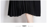 Faux Two Piece Lace Long Sleeve Pleated Midi Dress 37