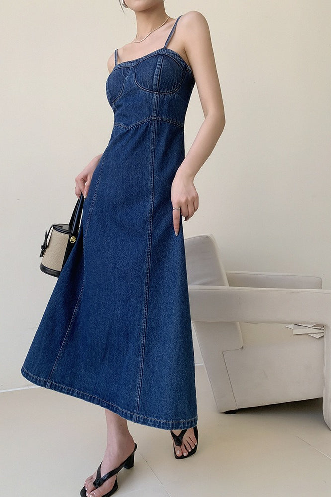 Shaped Fit Maxi Denim Dress