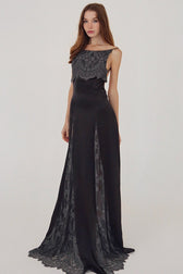 Backless Sheer Elegant Floor Length Lace Dress