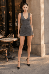 Striped V Neck Belted Cinched Work Dress