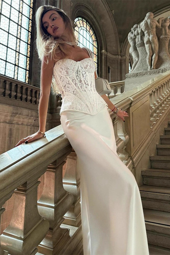 Satin High Waist Floor Length Mermaid Maxi Skirt 2
