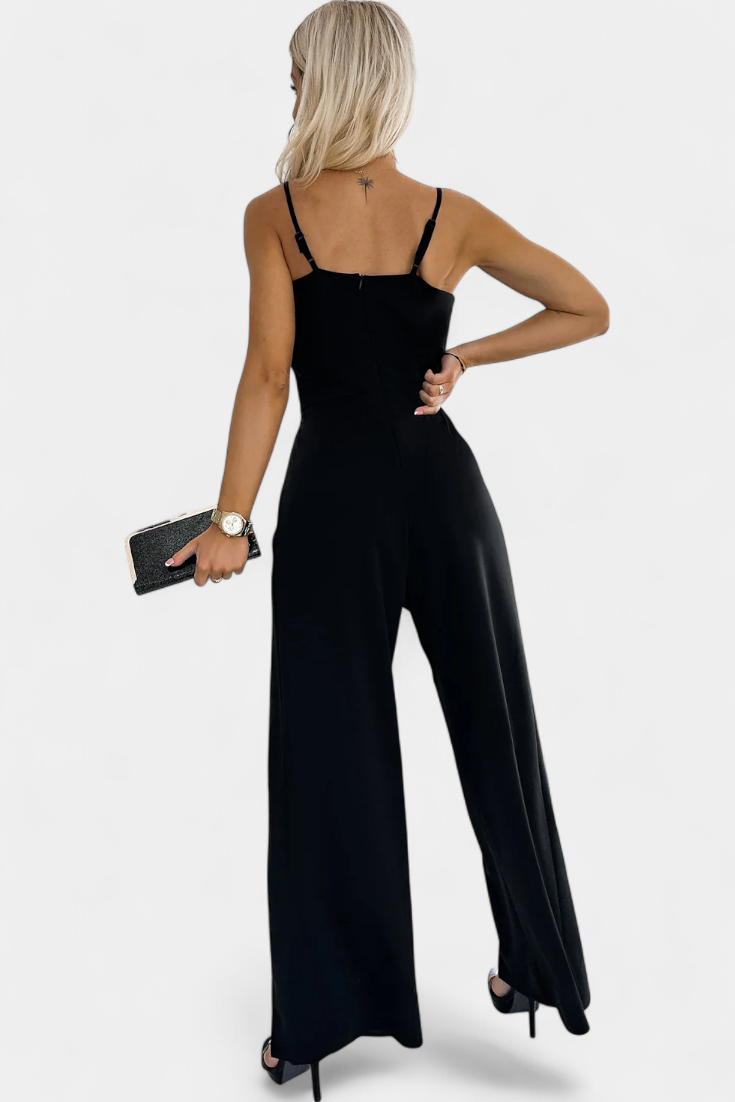 Spaghetti Strap Notch Neck Top and High Split Wide Leg Pants Two Piece Set
