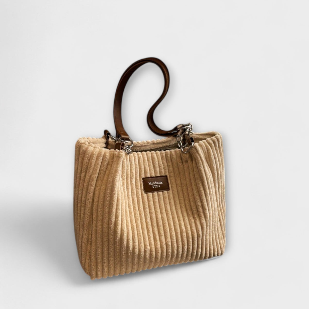 Chain Strap Corduroy Shoulder Bag