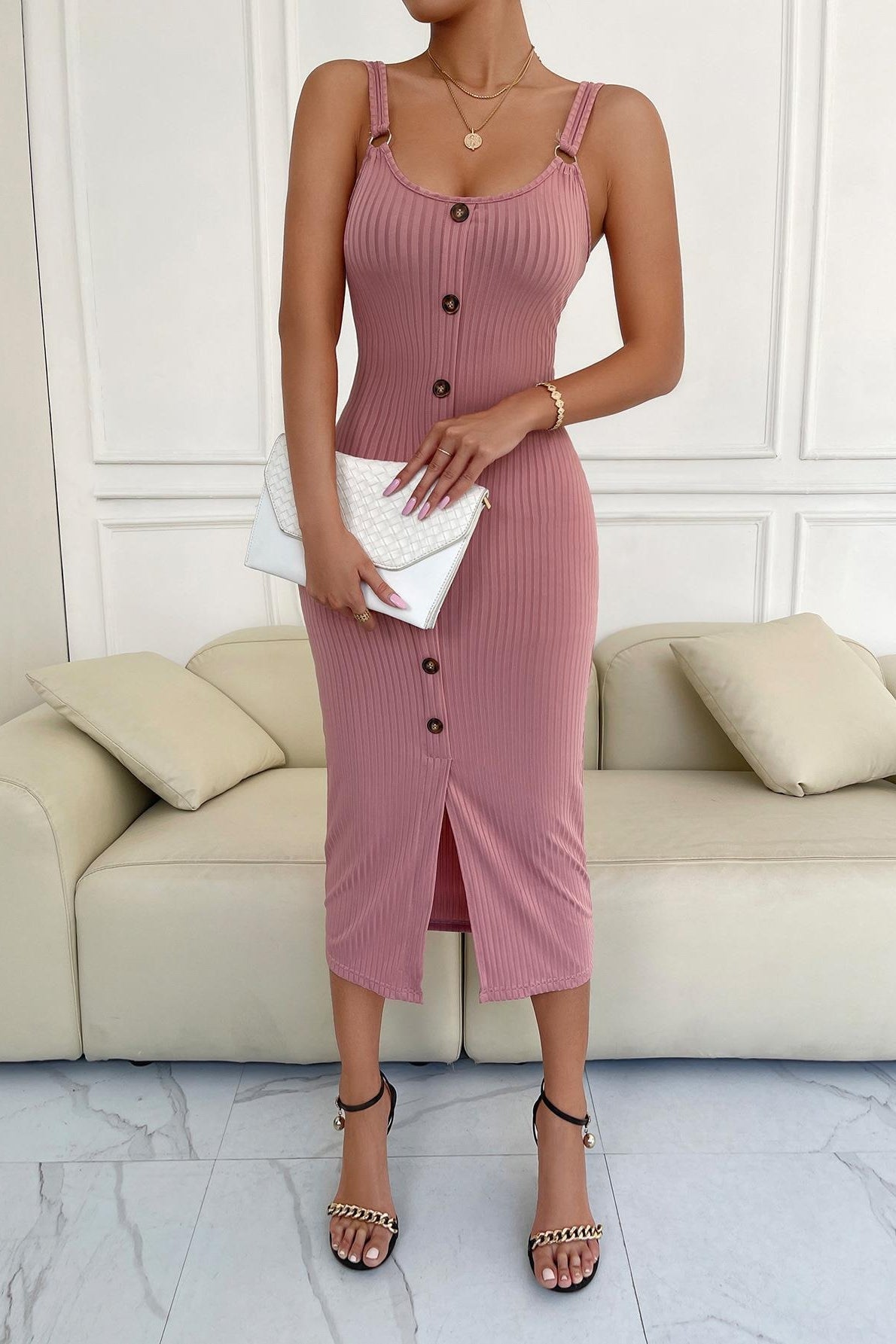 Spaghetti Strap Knit Sweater Dress