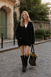 Loose Fit Rabbit Hair Knit Cardigan