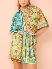 Special Satin Stylish Print Mini Dress Multi-Color / S Dresses