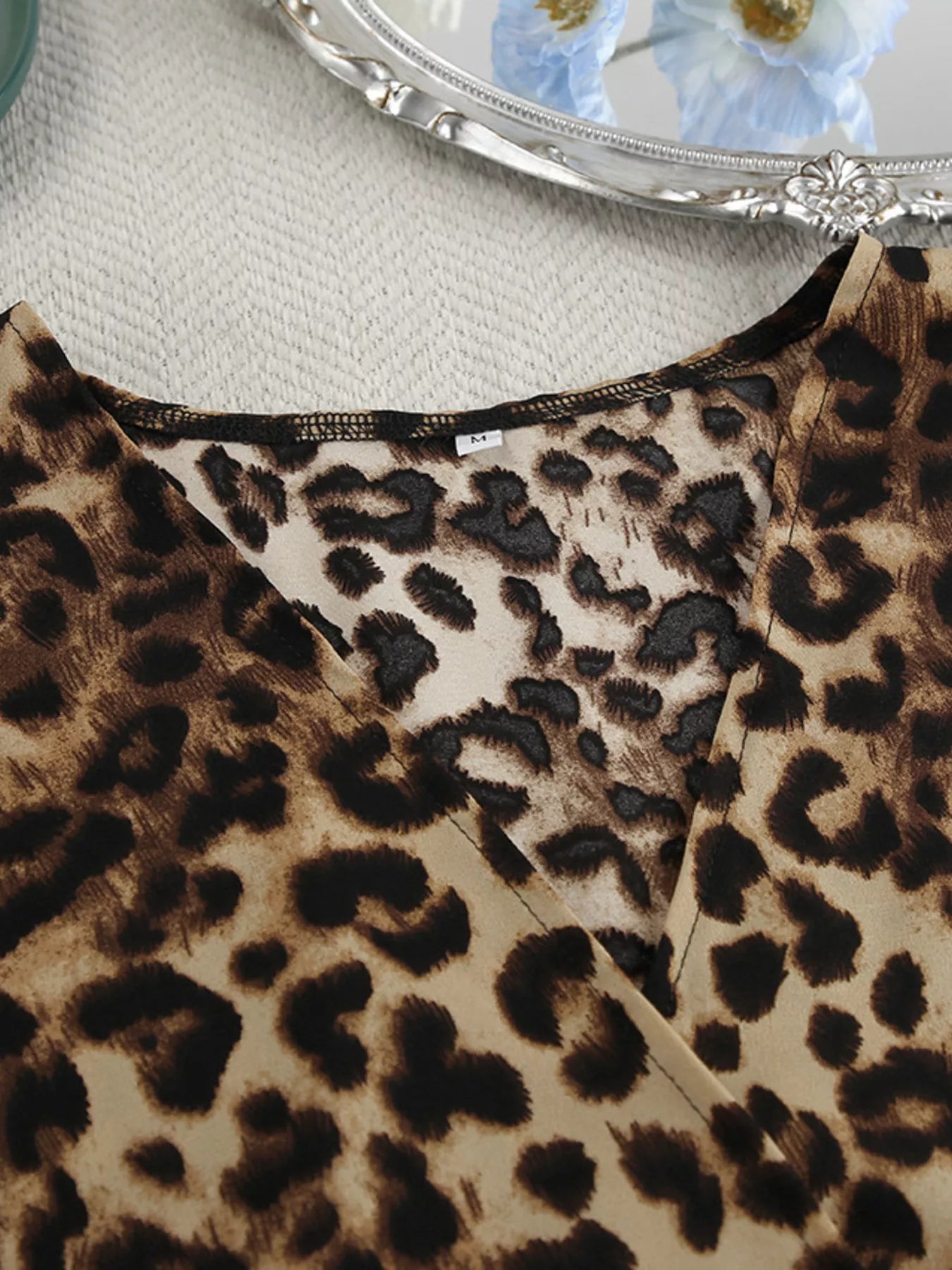 Leopard Cardigan and Wide Leg Pants Lounge Set