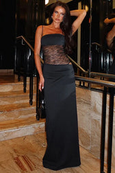 Lace Spaghetti Strap Maxi Dress in Claret - View 6